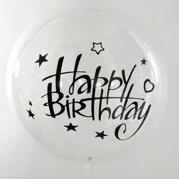 1 Adet 20 inç Şeffaf Balon Sticker ile Mutlu Doğum Günü Balonları Helyum Balon Düğün Doğum Günü Partisi Dekorasyon Malzemeleri