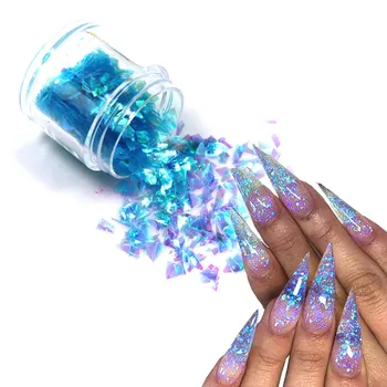 1 kutu Holografik AB Tırnak Glitter Gevreği Kabuk Sparkly Sequins Düzensiz Madeni Pul DIY Jel Lehçe Manikür Nail Art Süslemeleri