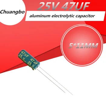 20 adet-100 adet 25V47UF 5 * 11 Düşük ESR / Empedans yüksek frekanslı alüminyum elektrolitik kondansatör boyutu 5*11MM 25V 47UF 20%