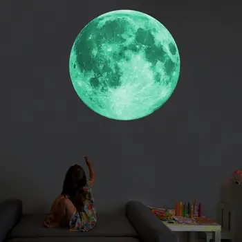 30CM 3D Aydınlık Ay Duvar Sticker Çocuk Odası İçin Karanlık duvar çıkartmaları Oturma Yatak Odası Dekorasyon Ev Çıkartması