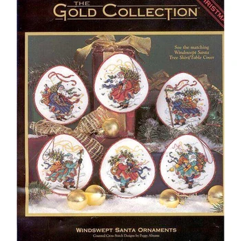 Amishop Altın Koleksiyonu Sıcak Satmak Sayılan Çapraz Dikiş Kiti Rüzgarlı Santa Süsler Noel Ağacı Ev Süsleme Loş 08530