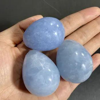 Doğal Mavi Celestine Yumurta Cilalı Taş Yumurta Kristal Şifa Reiki Kristal KÜRE Wichcraft Metafizik Güçlü Meditasyon