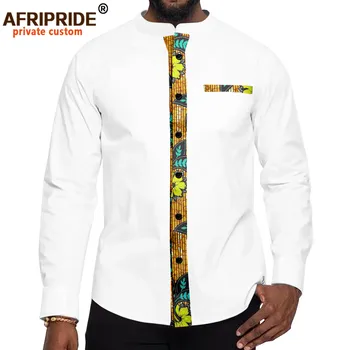 Erkek gömleği Afrika Giysi Tam Kollu Tek Göğüslü Gömlek Artı Boyutu Rahat Bluz Bazin Riche Elbise Kırpma Üstleri A2212004