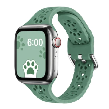 kedi pençe tasarım nefes yumuşak ince silikon watchband apple watch serisi için 7 SE 6 5 4 3 40mm 41mm 38mm kauçuk bilezik
