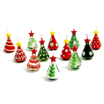 Mini El Yapımı Cam Yılbaşı Ağacı Sanat Figürleri Süsler Renkli Yüksek Dereceli Sevimli Kolye Noel asılı dekorlar cazibe aksesuarları