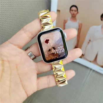Parlak Piramit Bilek Kayışı Bilezik Apple Watch Serisi için 7 6 5 4 3 2 SE Metal Bant iWatch 40mm 41mm 45mm